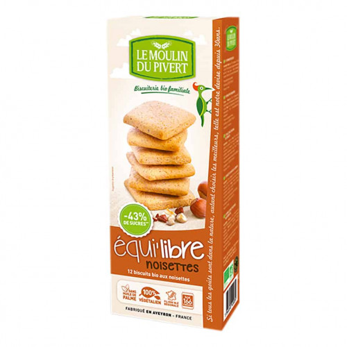 Box of Le Moulin Organic Biscuits With Hazelnuts, 200g