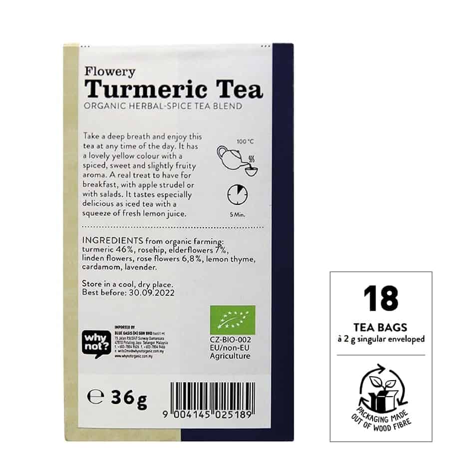 Sonnentor Organic Flowery Turmeric Tea, 18 tea bags